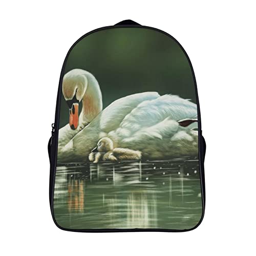 Mochila de moda ligera con estampado de cisne para evitar dolor de espalda
