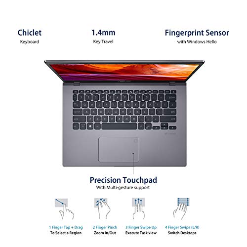 Image of ASUS VivoBook 14 Intel Core i5-1035G1 10th Gen 35.56 cm (14-inch) FHD Compact and Light Laptop (8GB RAM /512GB NVMe SSD /Windows 10 /2GB NVIDIA GeForce MX110 Graphics /Slate Grey /1.60 kg), X409JB-EK592T