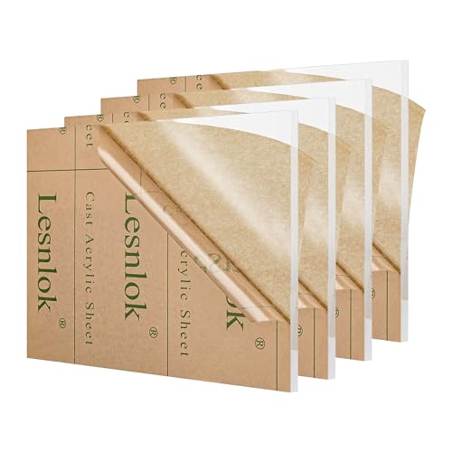 Image of Lesnlok 4 Pieces 5 x 7 Acrylic Sheet 1 /4 inch Thick 6mm Clear Plexiglass Sheet, for Sign,Craft, Photo Frame, DIY Display Projects (4, 5 inch x 7 inch)