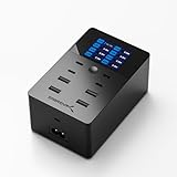 SABRENT 252W Charger – 8-Port USB PD 3.0 with LCD Display, Fast Charging for USB-C & USB-A Devices,...