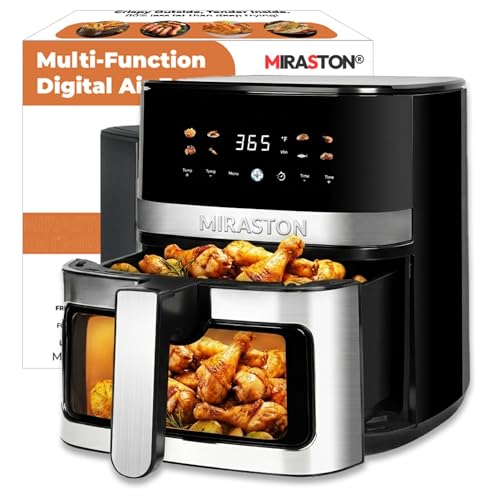 Image of 5.8QT Digital Air Fryer with Viewable Window, Air Frying, Reheat, Easy for Frozen Food, Snacks, Dinner, Large Square Basket than Round, Portable for Family & Apartment, Gift Box Included