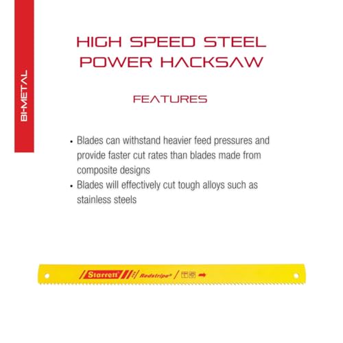 image for Starrett Redstripe Solid High Speed Steel Power Hacksaw Blade - Ideal 