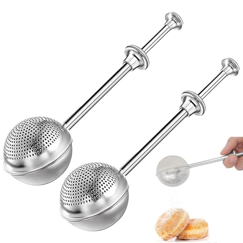 Colador de canela, azúcar en polvo, colador de té, colador de harina, filtro de polvo, malla fina, ergonómico para azúcar, especias y especias, Duster Feinmaschiger