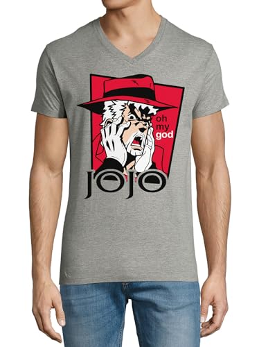 T-shirt à col en V Anime 94 coton gris homme mode casual d'été