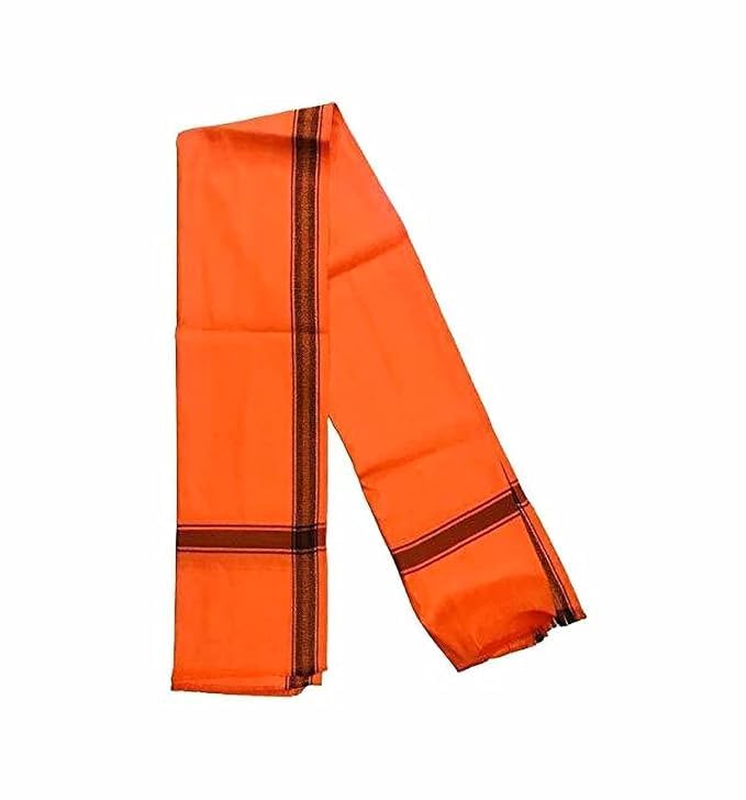 Poly Cotton Orange Shawl Gamcha Solid Men Shawl Orange Stole with Design Border Bhagva Gamcha (Pack of 1)-picture-38
