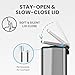 iTouchless 13.2 Gallon Step Trash Can with Lid and Odor Control Filter, Stainless Steel Kitchen Garbage Bin with AirNova Silent Lid, 50 Liter, Fingerprint-Proof, Silver