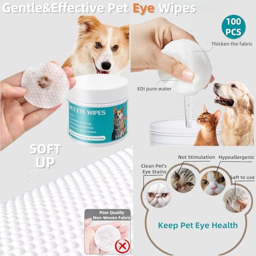 Image of Pet Cleaning Wipes Kit For Dogs&Cats,includes Ear Finger Wipes,Teeth Finger Wipes and Eyes Wipes,Gently Clean Dogs&Cats Ear Wax,Remove Plaque&Tartar Buildup and Reduce Tear Stains,Non-Irritatingogs