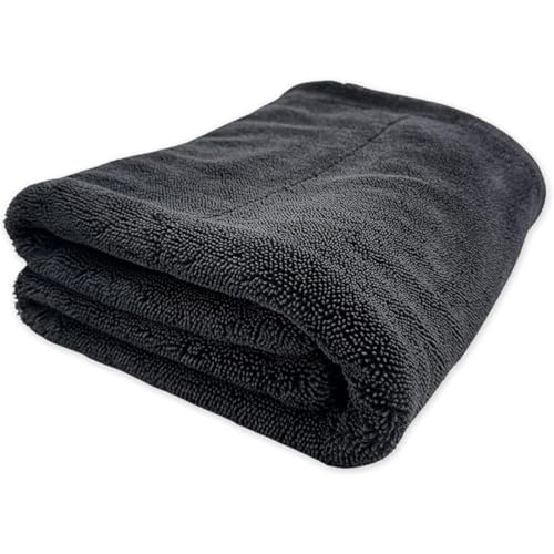 Image of 1200 GSM Microfiber Car Cleaning Cloth - Grey, Twisted Loop, Edgeless, Plush Pile Towel for Car Wash, Drying & Auto Detailing (Grey)