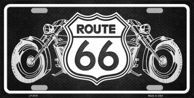 Route 66 with Bikes Novelty Metal License Plate Tag LP-8701