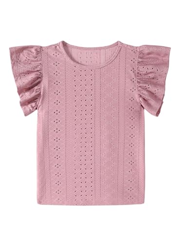 Image of Girls' Summer Shirts Cute Tops Ruffle Sleeve Crew Neck Casual Tees