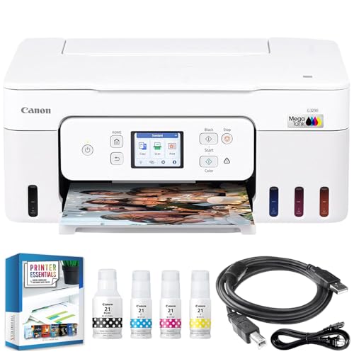 Image of Canon PIXMA G3290 Wireless MegaTank All-in-One Inkjet Printer, Copy, & Scan - White 6706C022 Bundle with 6FT USB 2.0 Printer Cable + Tech Smart USA Printer Essentials Software Kit