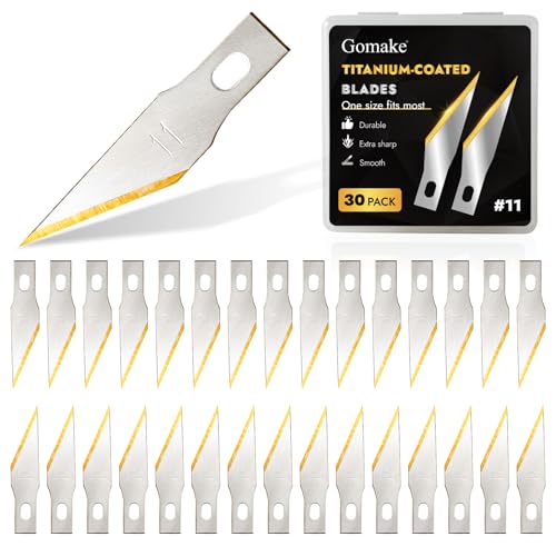 Gomake Exacto Knife Blades #11 Titanium Coated Replacement Blades for Precision Hobby Knife 30 Pack