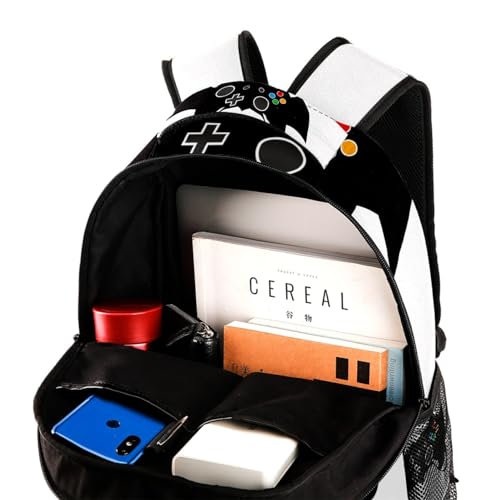 Black Gamer Controller School Backpack for Boys, Lightweight Bookbag Backpack Purse for Men4