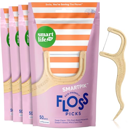 SmartLifeco Eco-Friendly Dental Floss Picks (200ct) - Flossers Made With