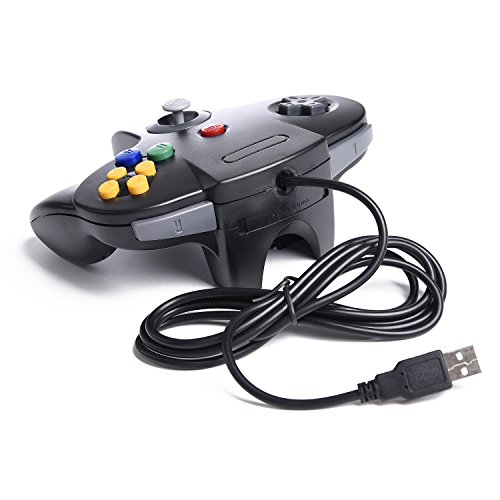 miadore 2X Manette de Jeu 64 N64 USB Classique Gamepad Joystick pour Windows PC Mac (Noir/Gris 2 Pack)