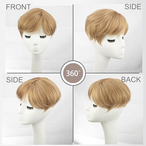 Image of PORSMEER Hair Topper for Women - Short Pixie Cut Synthetic Piece for Thinning Hair - Wiglet (Blonde)