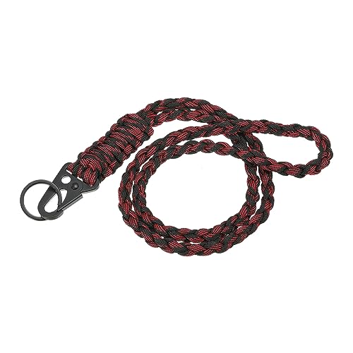 PATIKIL 21.7 Inch Paracord Neck Lanyard Keychain, Braided Strong Lanyard with Hook Clip and Key Ring for Outdoor Activities Black&Red - Image 3