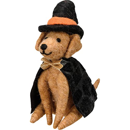 Primitives by Kathy Witch Dog Collectible Figurine 4" x 5" x 2.50", Mublack, Orange, Brown
