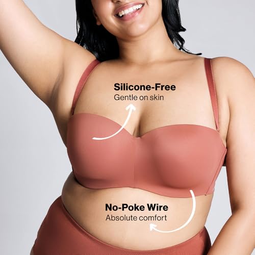 Image of NYKD NYB027 Cotton Padded Wired Multiway Strapless Bra Anti Slip Seamless Bonded Neckline Detachable Straps (Plus