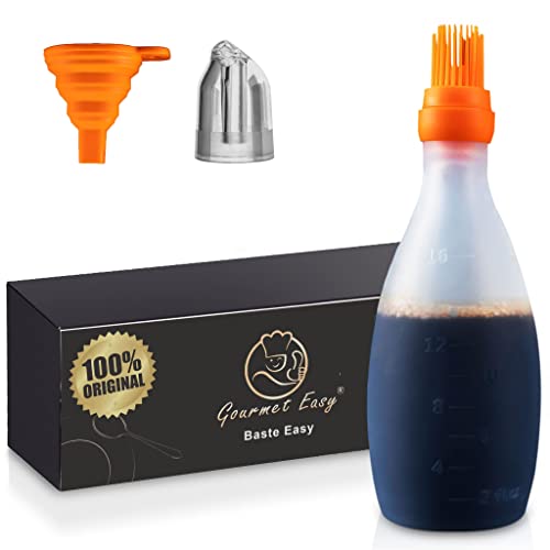 Silikonpinsel mit Spender [2 in 1 Lösung] | Grillpinsel/Backpinsel für schnelle & mühelose Beschichtung | 100% BPA-Frei & Hitzebeständiger BBQ Pinsel | BBQ Zubehör mit Geschenkverpackung Cover