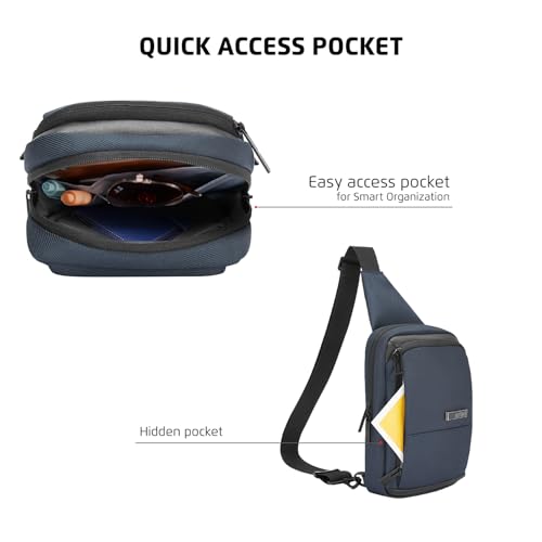 Image of Safari Select Connect Sling Bag with Adjustable Shoulder Strap, Premium Durable Polyester Blend Fabric, For Men and Women, Blue