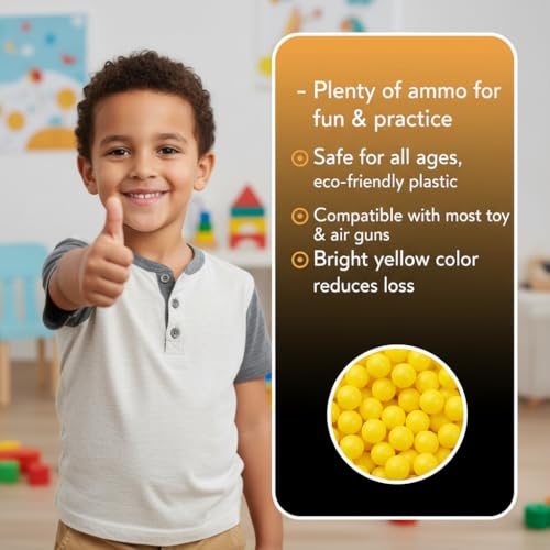 Image of Velinor 1000 BB Bullets 6mm Plastic Pellets for Pubg Laser Toy Gun | Yellow Nontoxic Ammo for Mouser Target Shooting Air Guns | Long Range Use Not for Kids Under 14 Years