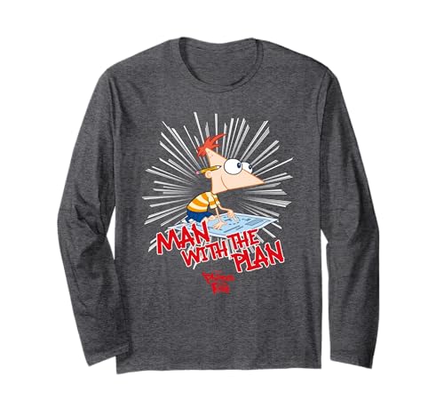T-shirt Phineas and Ferb imprimé vêtement Disney manches longues coton