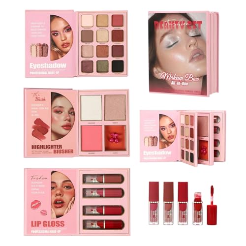 Paleta De Maquillaje Completo Para El Rostro - Rubor Plegable De Larga Duración Con Acabado Profesional,Paleta para Contornear y Coloretear | Para Bodas Fiestas Oficinas Eventos Viajes Uso Diario y Mo