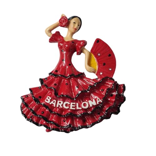 Imán de nevera 3D Bailarina Flamenca de Barcelona 10x10 cm miniatura 1