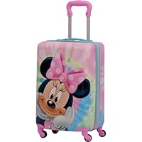 FUL Disney Minnie Mouse 21 Inch Kids Carry On Luggage, Tie Dye Hardshell Rolling Suitcase with Spinner Wheels, Multi