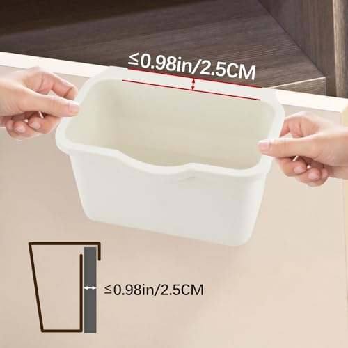 Image of 2 Pcs Hanging Trash Can with Lid, 2.4 & 0.5 Gallon Kitchen Compost Bin, Wall-Mounted Garbage Can, Small Trash Can Cabinet for Kitchen Cupboard Bathroom Bedroom Office Camping Rv