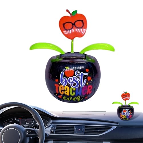 Flor bailando, girasol bailando adorno de coche en macetas coloridas, decoración de coche de flores, figuras de baile solar para oficina, escritorio, tablero de coche