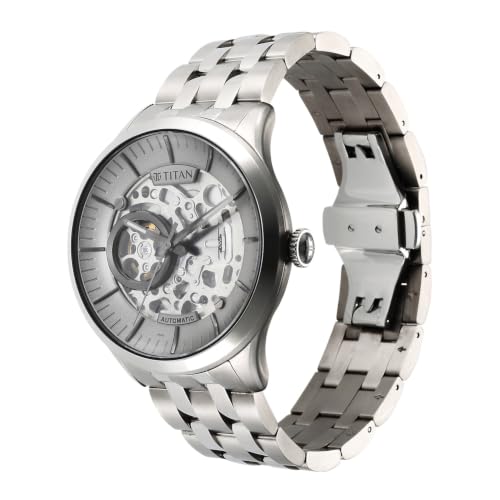 Image of Titan Plain 3 Hands Automatics Anthracite Round Dial Titanium Colour Titanium Strap Mens Watch - NU90140TM01