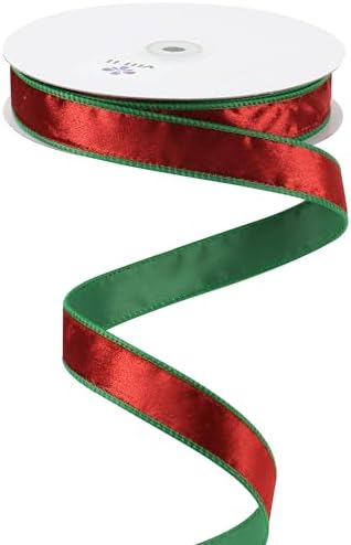 MEEDEE Fita de Natal com fio de veludo vermelho amassado e costas...