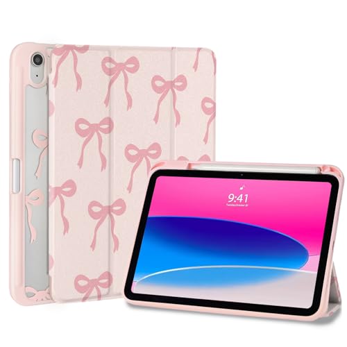 Étui iPad 11e génération à trois volets idéal pour travailler au café avec style rose