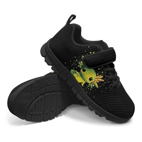 Black Shoes for Boys Axolotl Shoes for Boys Todder Boys Tennis Shoes Strap Sneakers with Single Buckle Casual Running Walking Shoes Suitable for Outdoor/Hiking/Party,Size 13.53