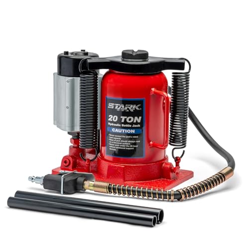 XtremepowerUS Low Profile 20 Ton Air-Operated Hydraulic Bottle Jack (44,000 LBS) Air Tools Manual Jack Air Jack with Hand Pump Handle