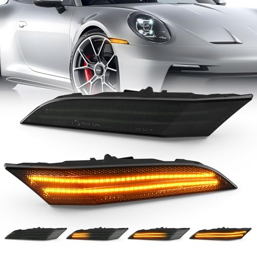 NEIFILES LED Side Marker Lights Compatible with Porsche 911 992 2019-2023 Sequential Amber LED Turn Signal Light,Plug and Play