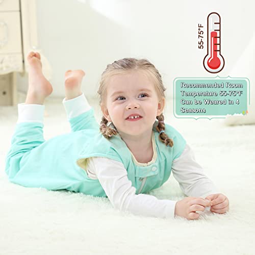 Image of MICHLEY Unisex Baby Wearable Blanket Autumn Winter Toddler Sleeveless Sleeping Bag with Feet,Green,3-5T