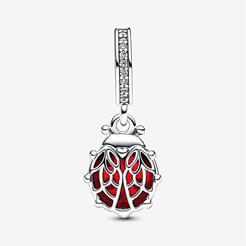 Red Ladybird Dangle Charm Fit Women Bracelet Necklaces Fashion Gifts 925 Sterling Silver DIY Jewelry2