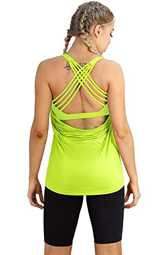 Image of icyzone Women's Open Back Workout Athletic Yoga Tank Tops with Built in Bra