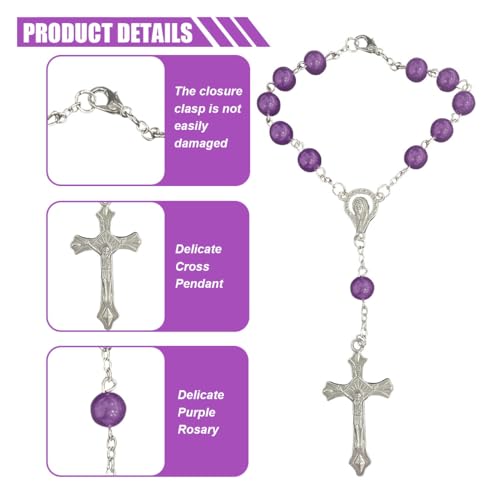 image for smilfuy 2PCS Purple Rosary Pendant for Rearview Mirror, Car Interior R