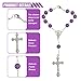 2PCS Purple Rosary Pendant for Rearview Mirror, Car Interior Rear View Mirror Charm Auto Decor, Medal and Cross Personalized Hanging Accessories for Women and Men