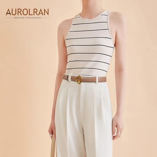 Image of Aurolran Women's Leather Belt with Buckle - Ideal for Dresses, Jeans, and Coats