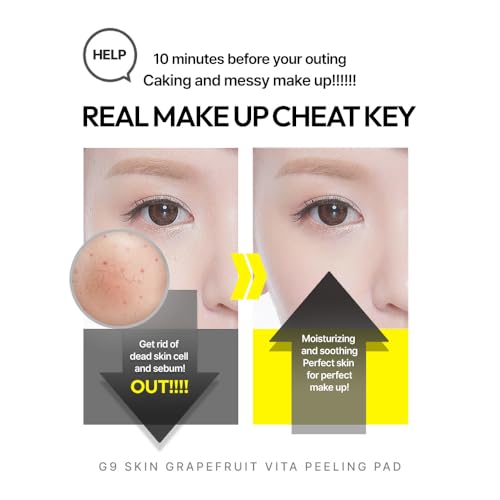 G9SKIN Grapefruit Vita Peeling Pad 200g/7.05oz | Daily Exfoliating Double-Side Toner Pads, Facial Peels, Hydrating, Spring Skin Care, 100 Pads