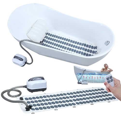 WuXQuuzlh Badewanne Spa Matte, 6-Stufiger Massage, Aufblasbarem Kissen & Fernbedienung, 124x43cm für GenießEn Sie Zu Hause EIN Massageerlebnis Wie Beim Surfen Mit Unserer Badematte.