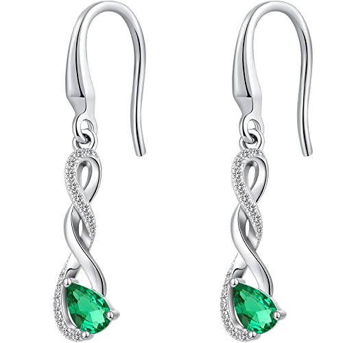 Boucles d'oreilles Pendantes Infini Argent S925 Dormeuses Zirconium AAAAA Brillantes