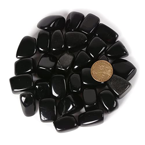 Image of 1 /2LB Large Black Obsidian Tumbled Stone Specimen Collection Pocket Worry Healing Crystal