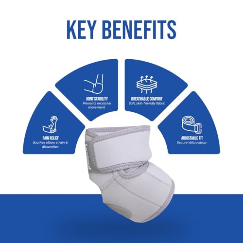 Image of Leeford Elbow Wrap for Men and Women, Neoprene, Universal | Gym Workout, Badminton, Pain Relief & Joint Support, Tennis Elbow Guard