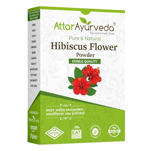 Attar Ayurveda Hibiscus Powder for Hair Growth Reduce Dandruff Vegan-Friendly Pure and Natural No Preservative Vegan Friendly Non-GMO 3.5 Ounce